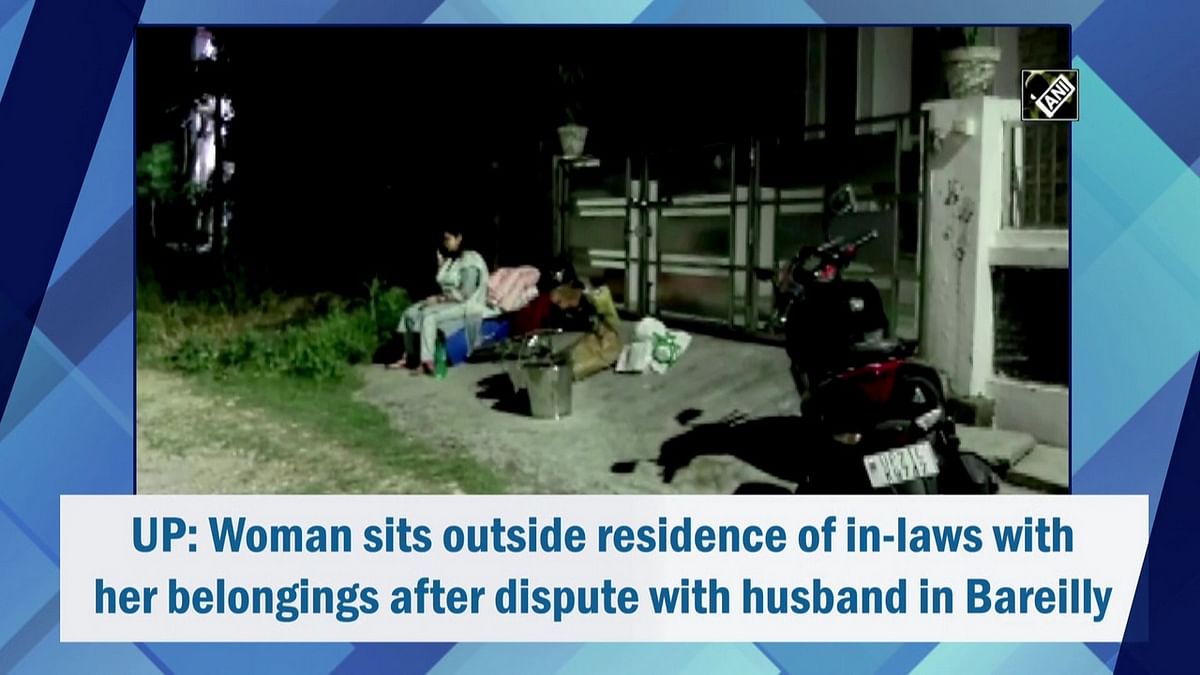 UP: Woman sits outside residence of in-laws with her belongings after dispute with husband in Bareilly 
