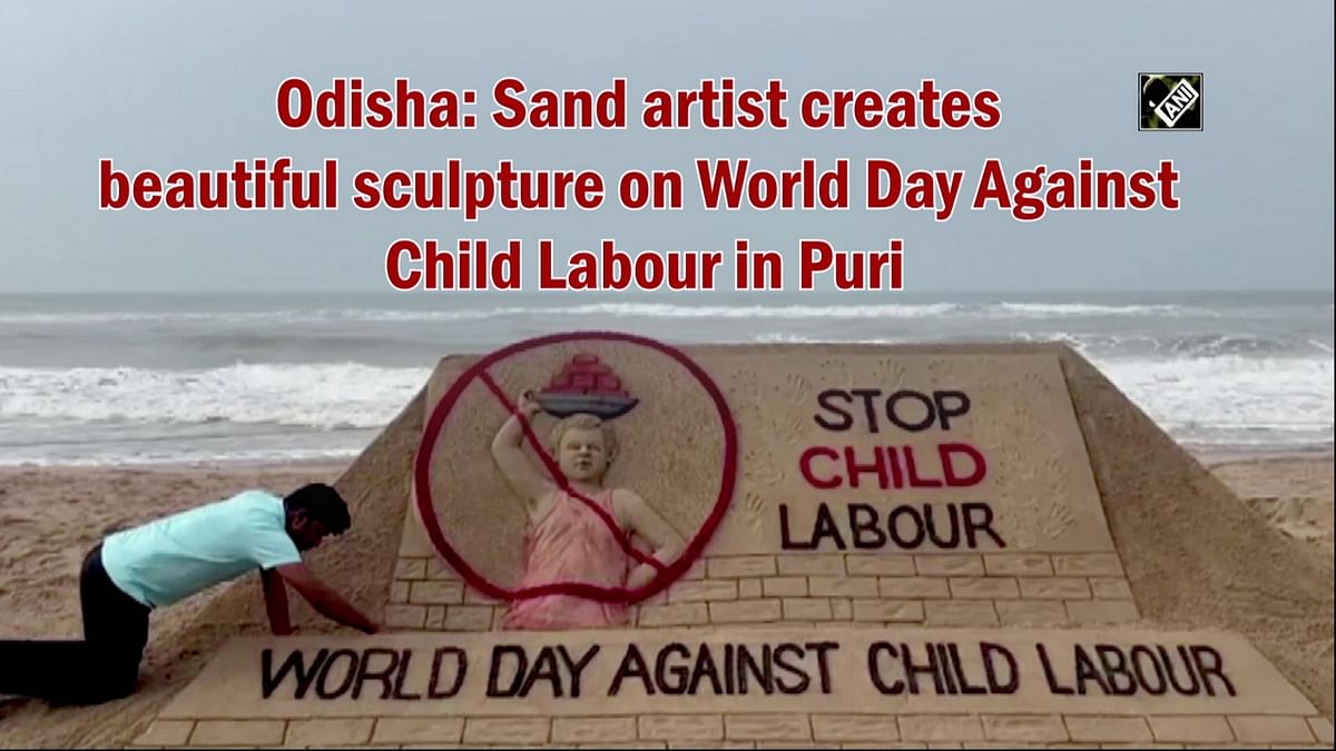 Odisha: Sand artist creates beautiful sculpture on World Day Against Child Labour in Puri 