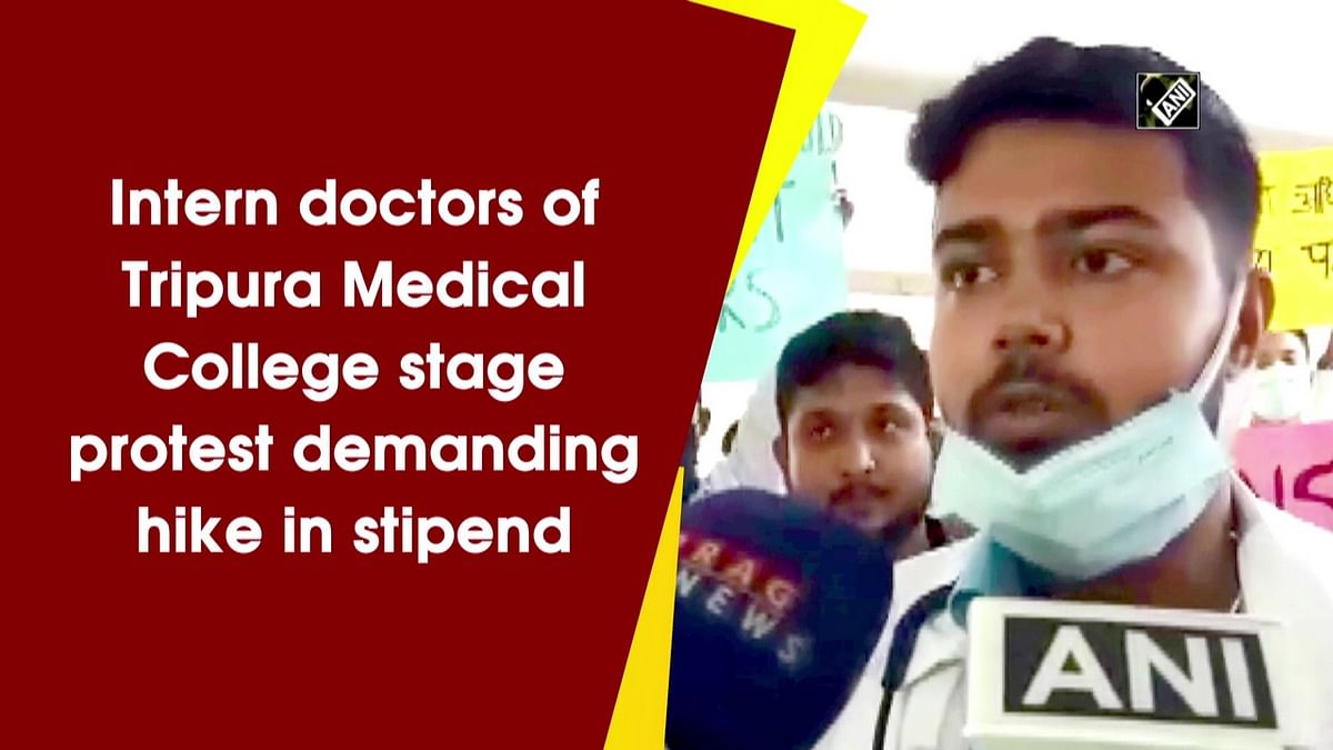 Intern doctors of Tripura Medical College stage protest demanding hike in stipend