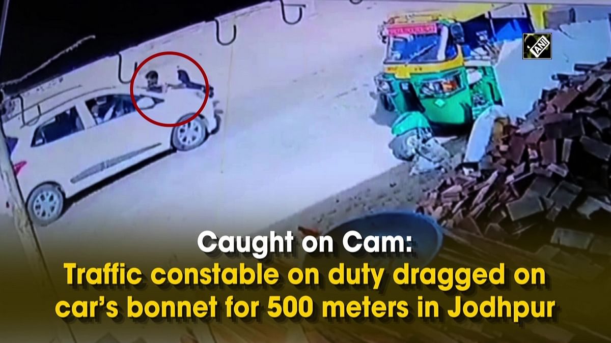 Caught on Cam: Traffic constable on duty dragged on car’s bonnet for 500 meters in Jodhpur