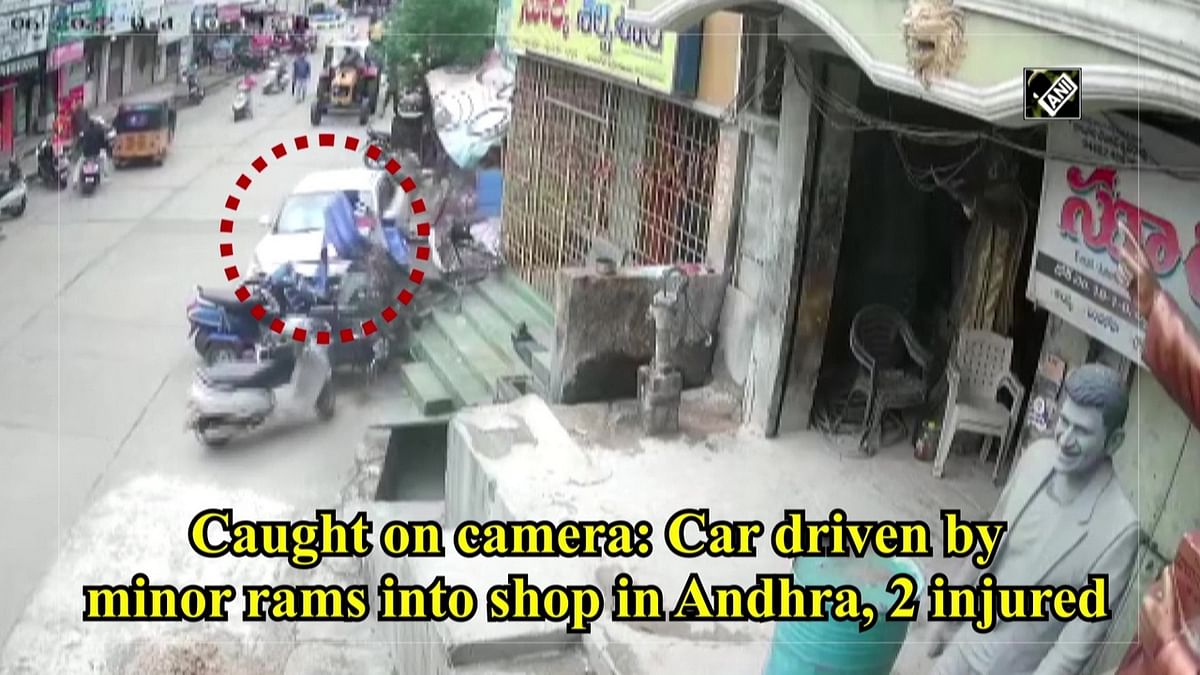 Caught on camera: Car driven by Minor rams into shop in Andhra, 2 injured