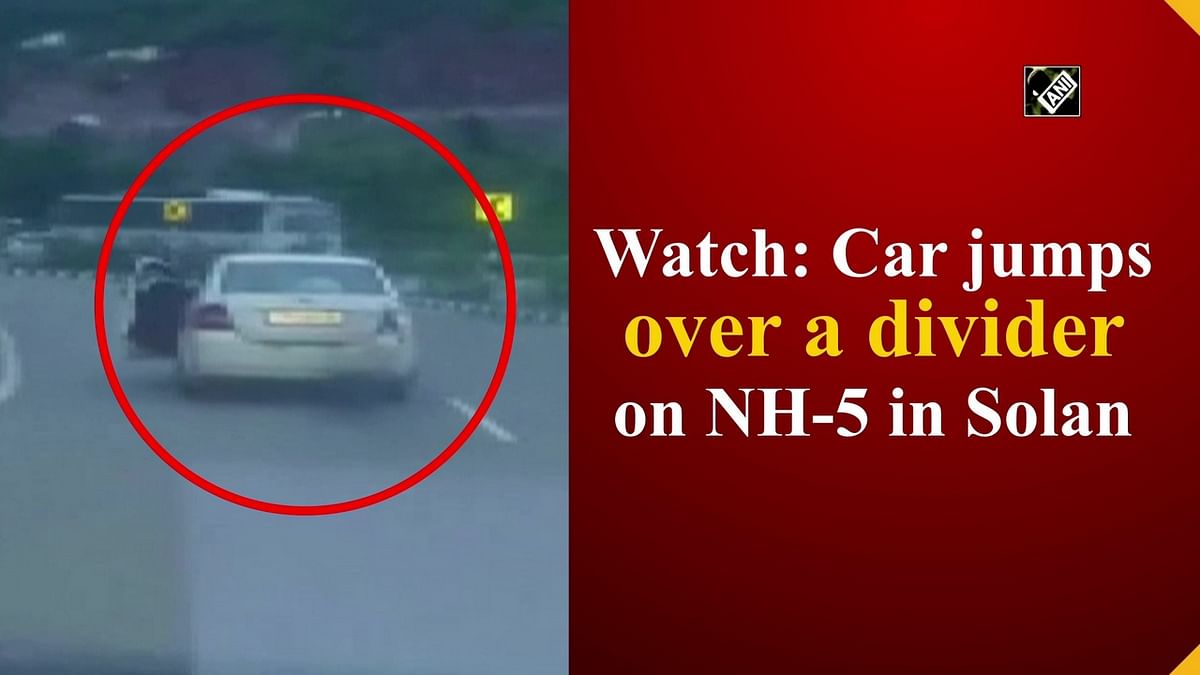Watch: Car jumps over a divider on NH-5 in Solan