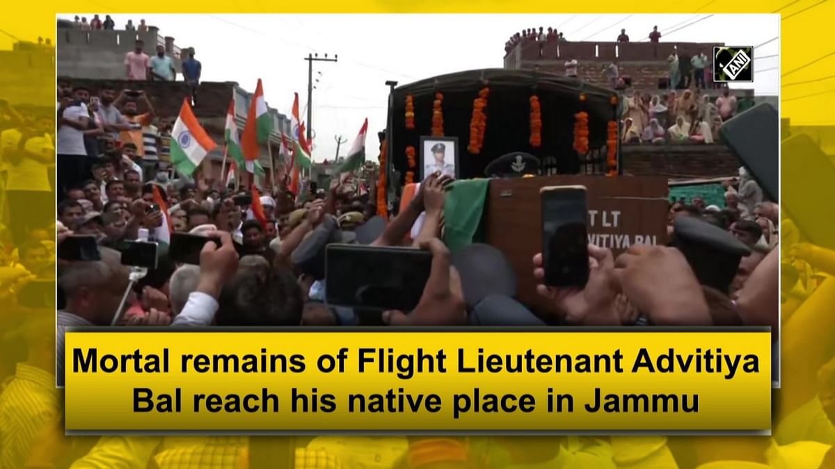 Mortal remains of Flight Lieutenant Advitiya Bal who died in the MiG-21 crash reach his native place in Jammu