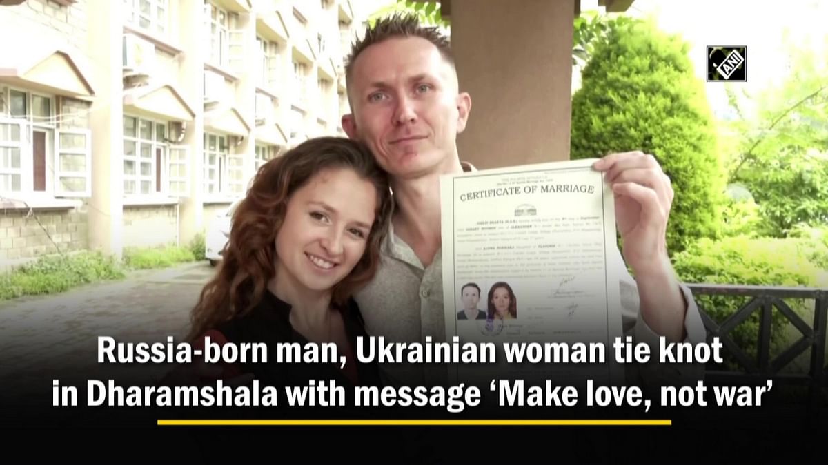 Russia-born man, Ukrainian woman tie knot in Dharamshala with message ‘Make love, not war’