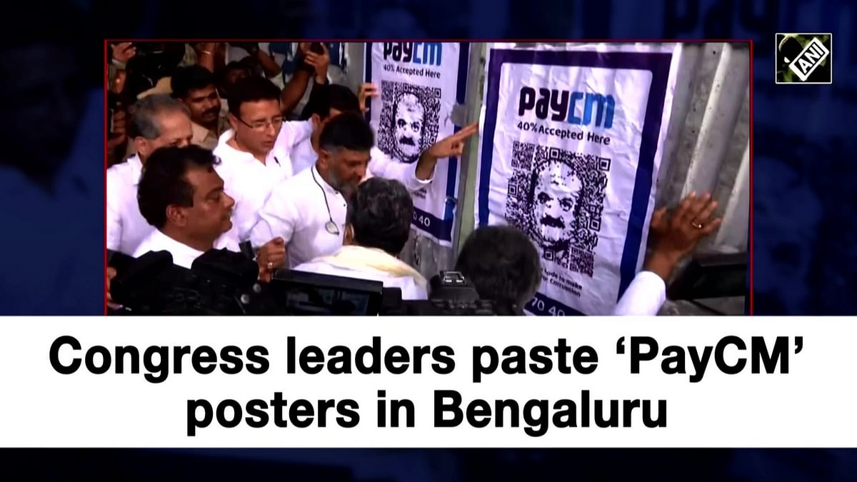 Congress leaders paste ‘PayCM’ posters in Bengaluru 