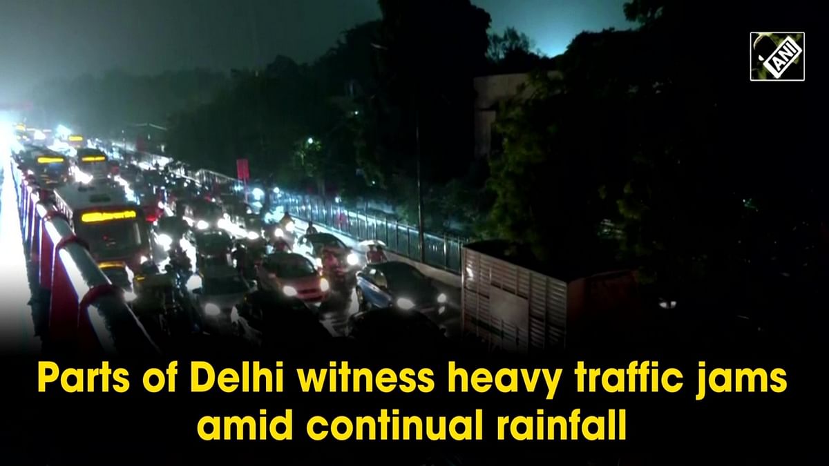 Parts of Delhi witness heavy traffic jams amid continual rainfall 