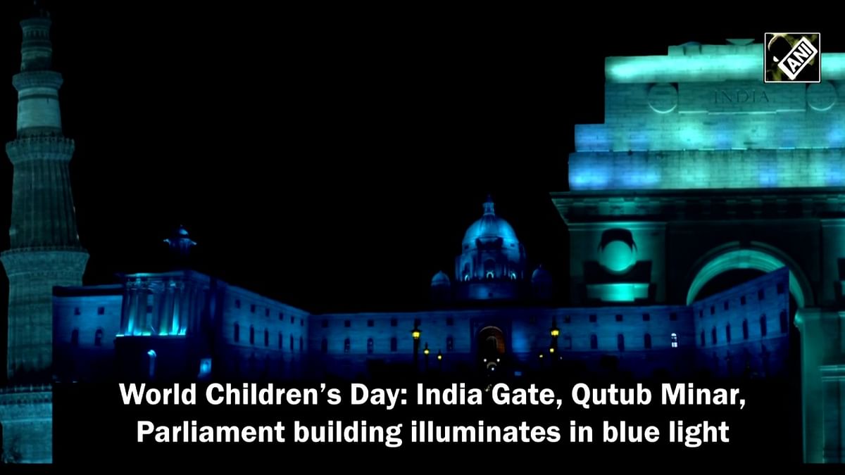 World Children’s Day: India Gate, Qutub Minar, Parliament building illuminated in blue light 