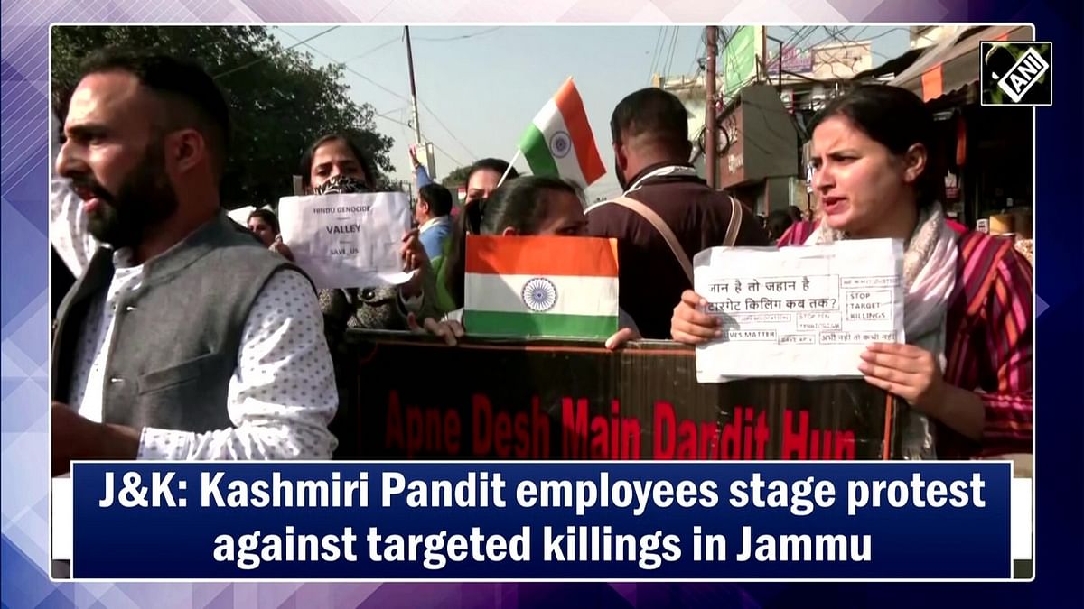 J&K: Kashmiri Pandit employees stage protest against targeted killings in Jammu