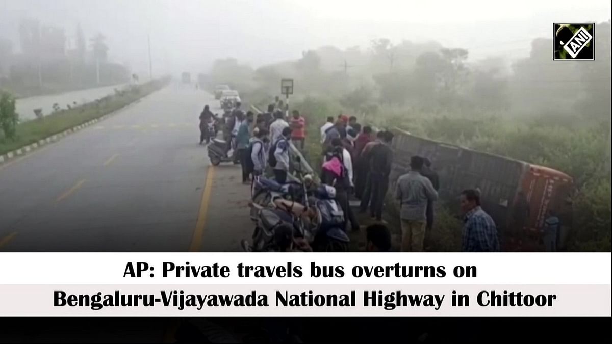 Private travels bus overturns on Bengaluru-Vijayawada National Highway in Chittoor