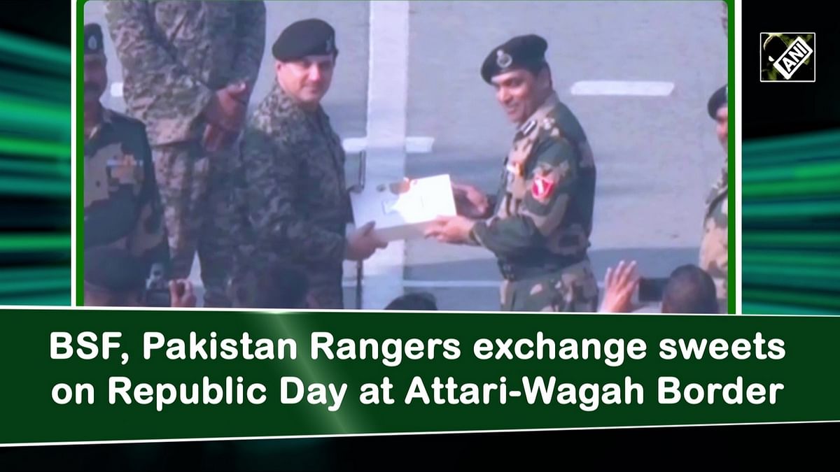 BSF, Pakistan Rangers exchange sweets at Wagah Border on Republic Day