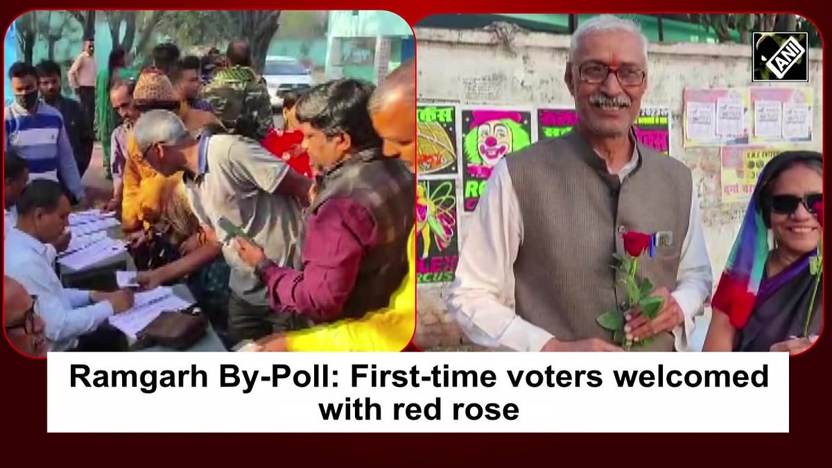Ramgarh bypoll: First-time voters welcomed with red rose