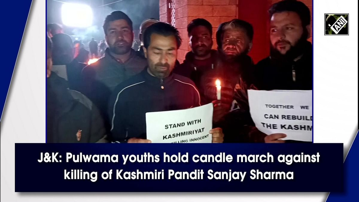 J&K: Pulwama youths hold candle march against killing of Kashmiri Pandit Sanjay Sharma