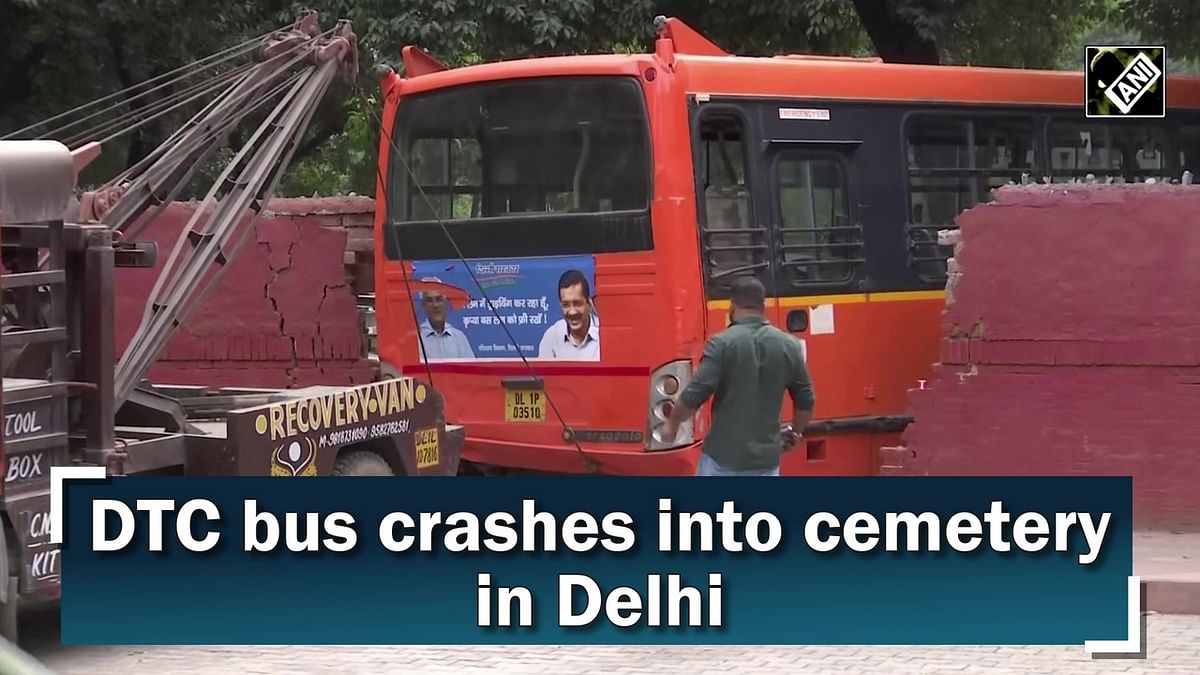 DTC bus crashes into cemetery in Delhi