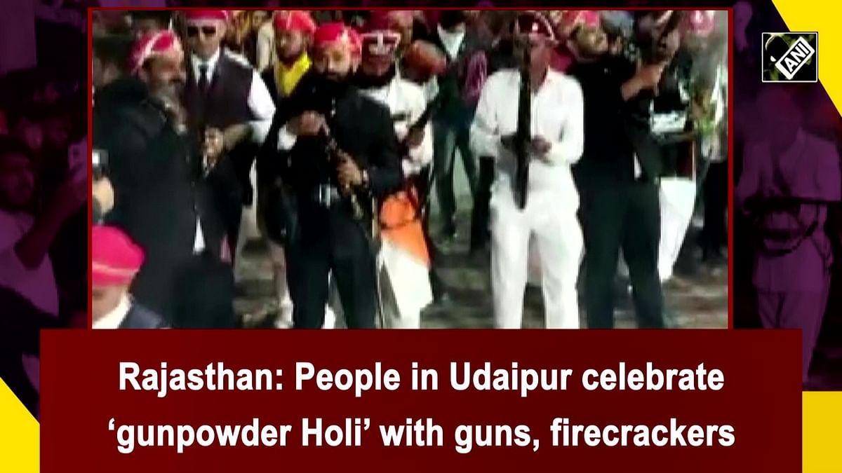 People in Udaipur village celebrate ‘gunpowder Holi’ with crackers and guns