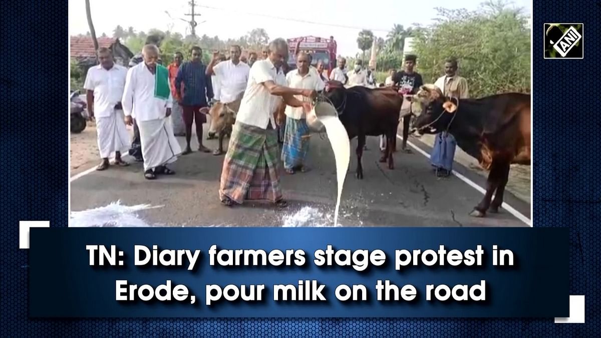 Dairy farmers stage protest, pour milk on road in Tamil Nadu's Erode