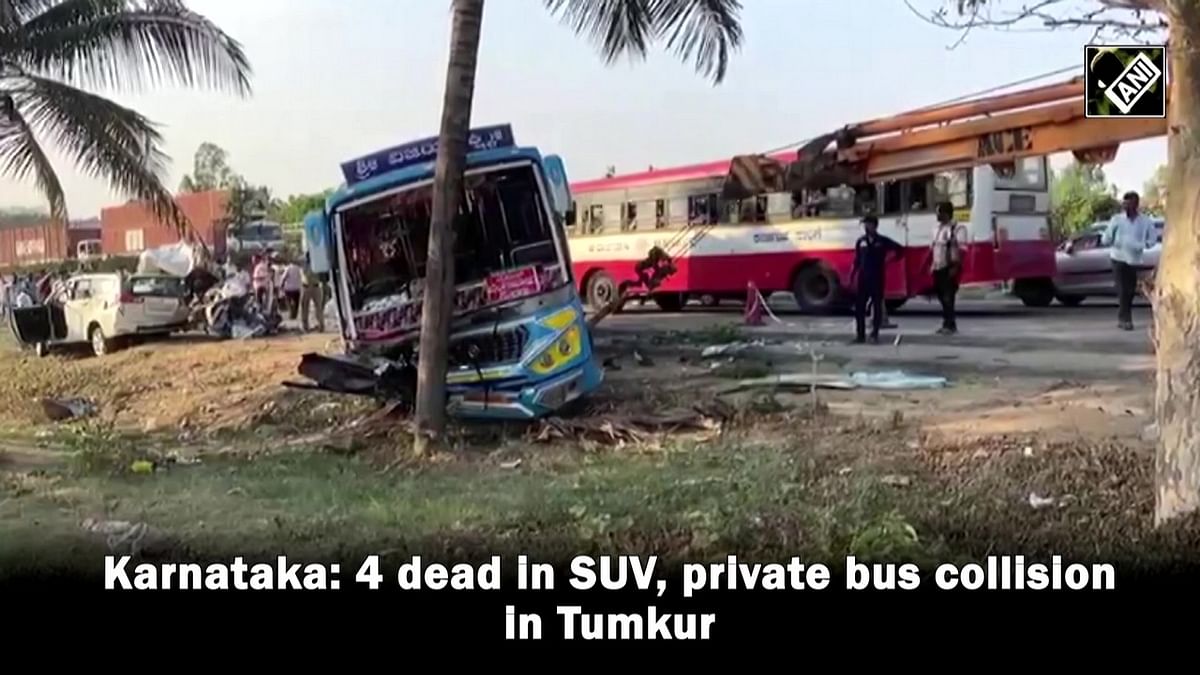 4 dead in SUV, private bus collision in Karnataka's Tumakuru