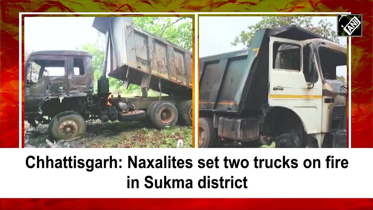 Chhattisgarh: Naxalites set two trucks on fire in Sukma district