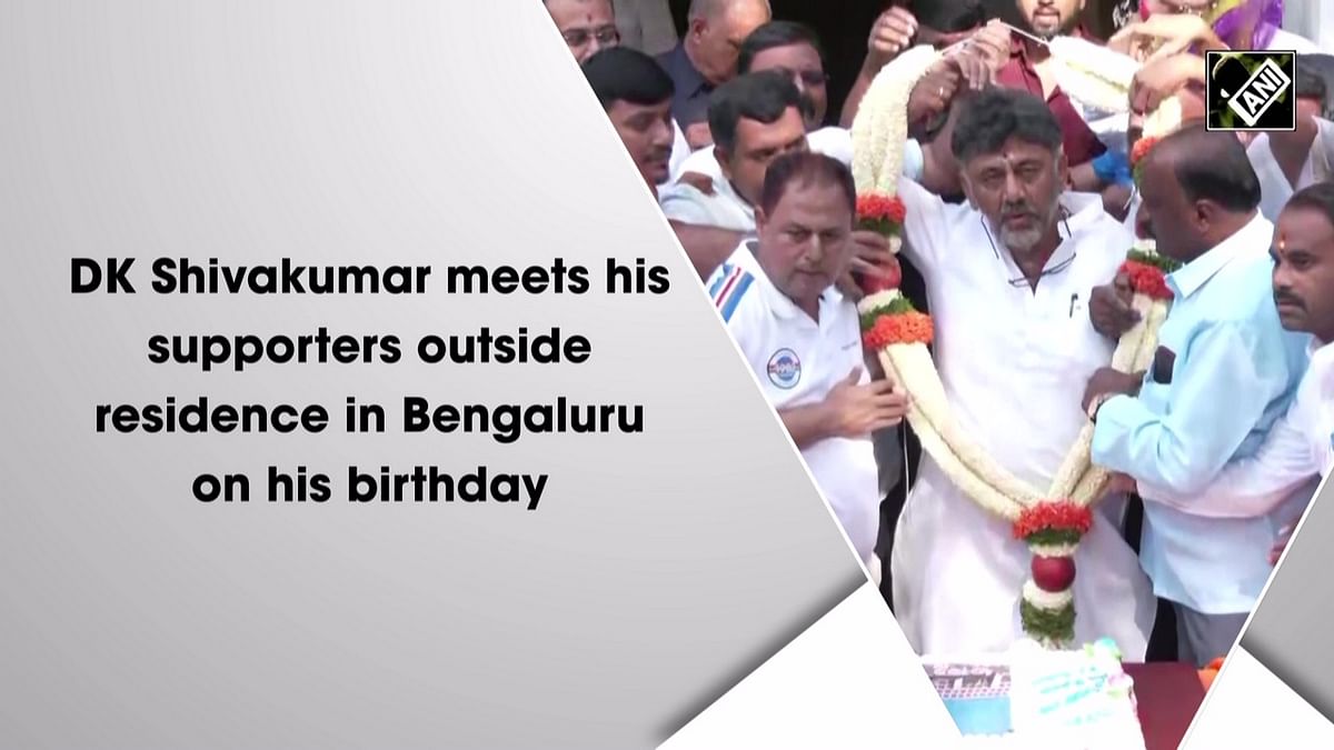 Karnataka: DK Shivakumar meets his supporters outside residence in Bengaluru on his birthday 