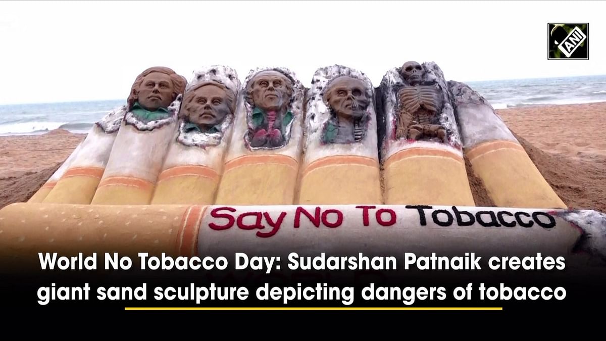 World No Tobacco Day: Sudarshan Patnaik creates giant sand sculpture depicting dangers of tobacco