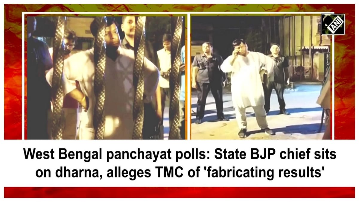 Bengal panchayat polls: State BJP chief sits on dharna, alleges TMC of 'fabricating results'
