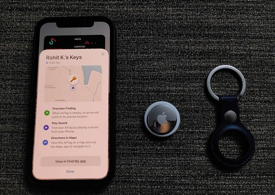 Apple iPhone users can track AirTag using Find My app. Credit: DH Photo/KVN Rohit