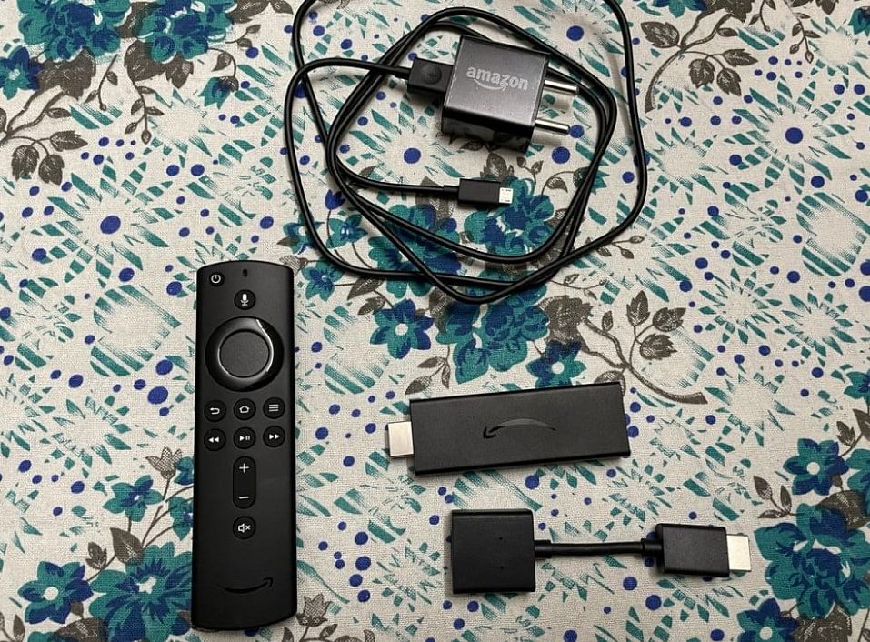 Contents of Amazon Fire TV Stick (2020) retail package. Credit: DH Photo/KVN Rohit