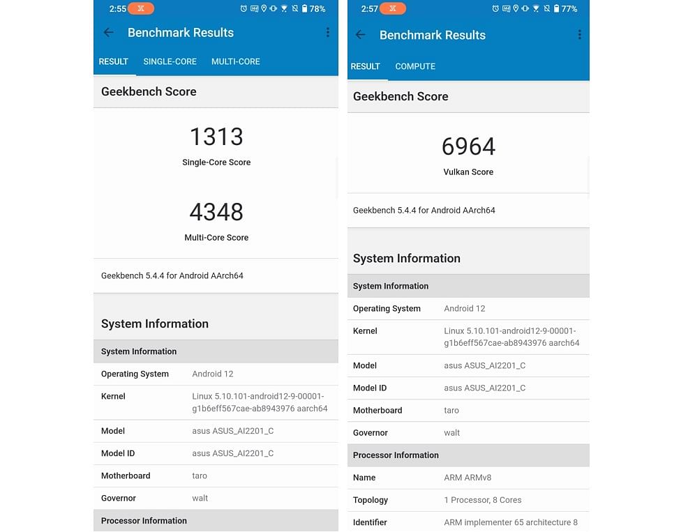 Asus ROG Phone 6's performance score on Geekbench app (screengrab)