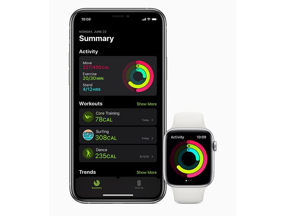 Activity feature on watchOS 7. Credit: Apple