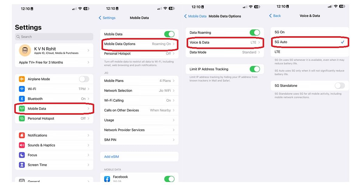 Steps on how to enable 5G on supported iPhone models. Credit: DH Photo/KVN Rohit