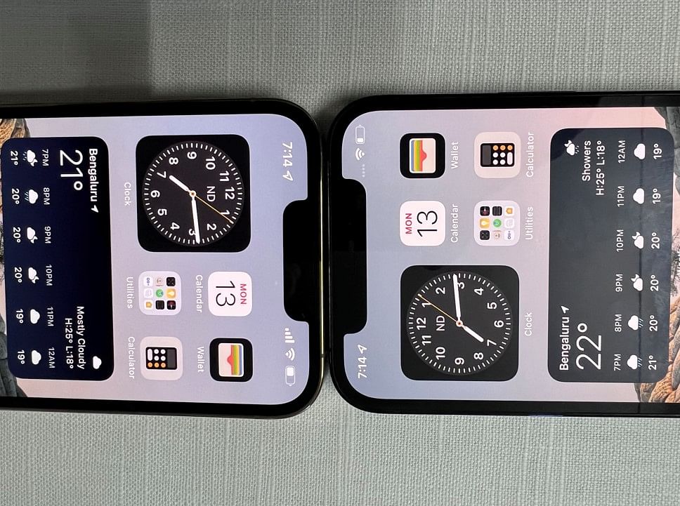 Apple iPhone 13 Pro (left) and the iPhone 12 Pro (right). Credit: DH Photo/KVN Rohit