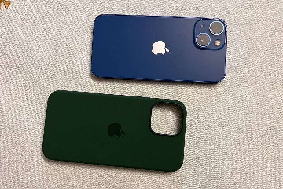 The new iPhone 13 mini with Apple silicone case. Credit: DH Photo/KVN Rohit