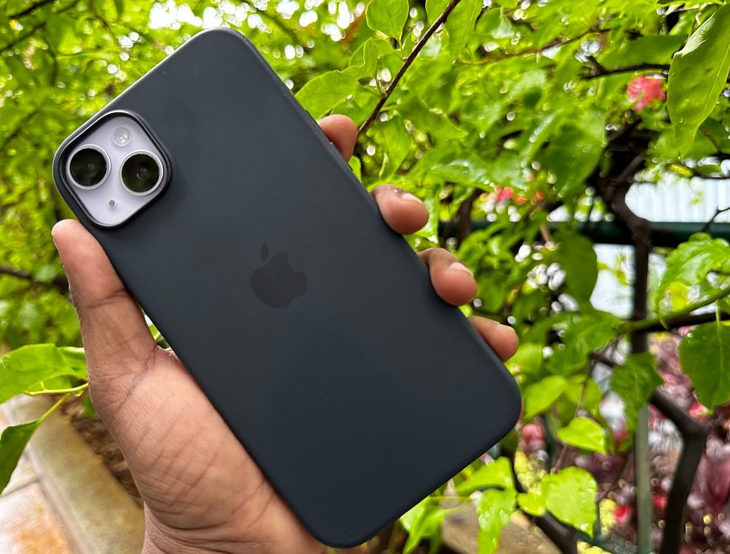 Apple iPhone 14 Plus with Apple Silcone (Black) case. Credit: DH Photo/KVN Rohit