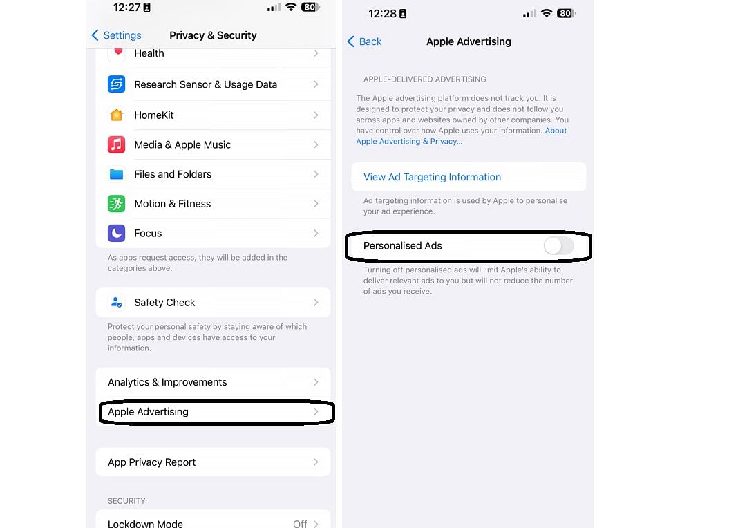 Apple Privacy and Security (screengrab)