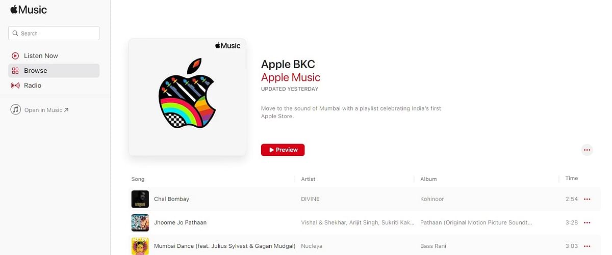 Apple BKC playlist on Apple Music (screen-grab)