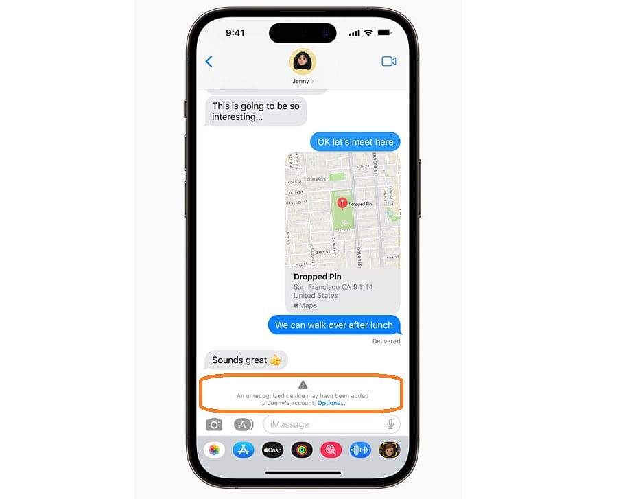 The new Contact Key Verification feature coming soon to the iMessage app. Credit: Apple