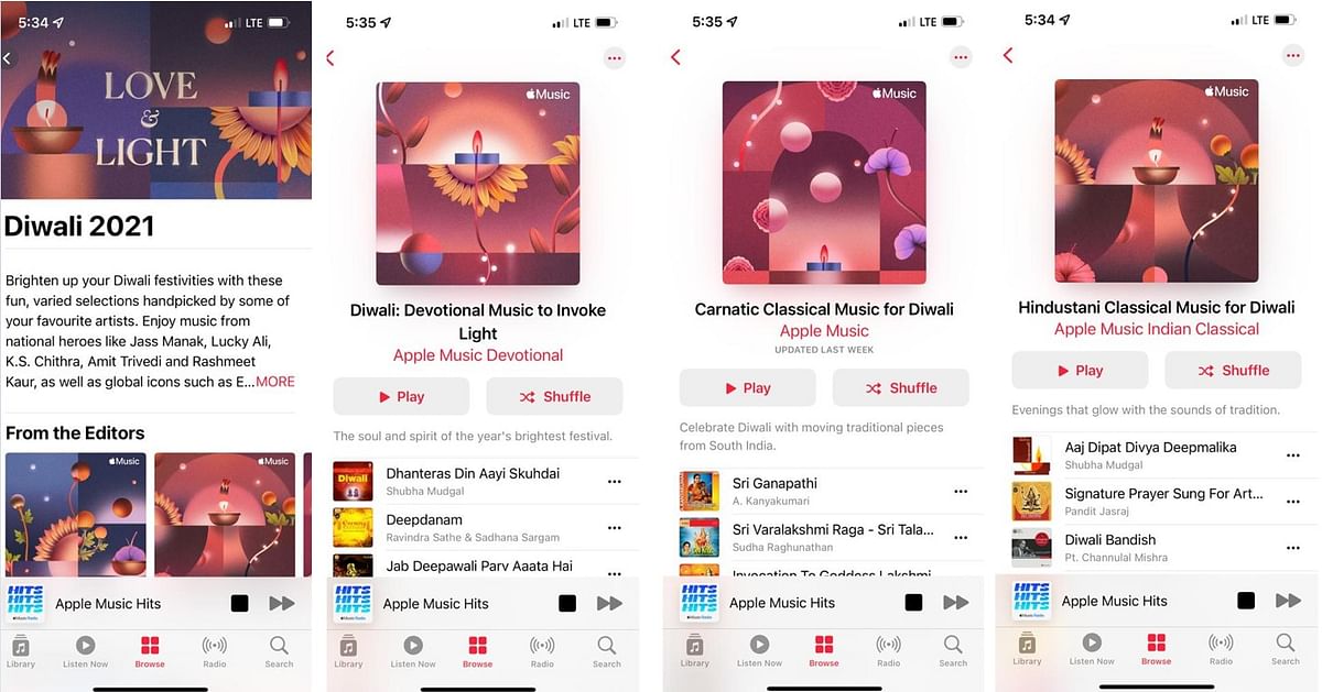Apple Music is playing special Diwali-inspired playlists. Credit: DH Photo/KVN Rohit