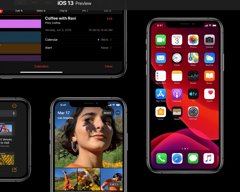iOS 13 preview; picture credit: Apple