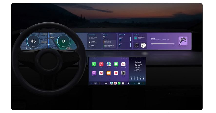 With deep integration with car's hardware, CarPlay will offer content for multiple screens within the vehicle. Credit: Apple