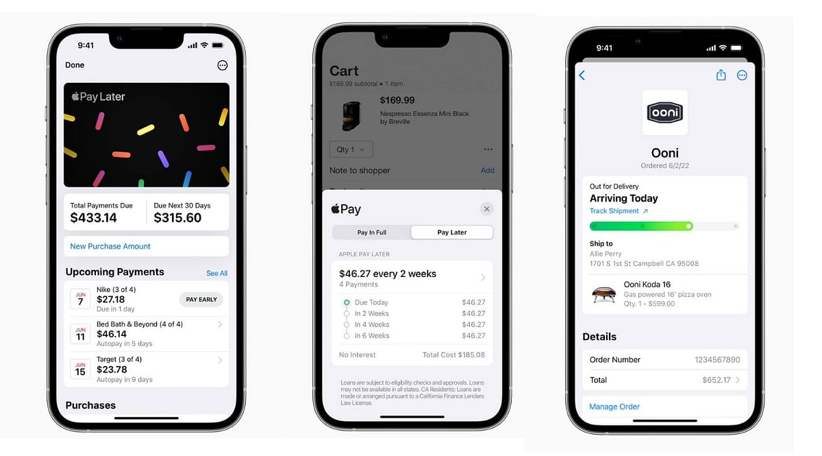 Apple Pay Later allows users to split the cost of an Apple Pay purchase into four equal payments spread over six weeks. Credit: Apple