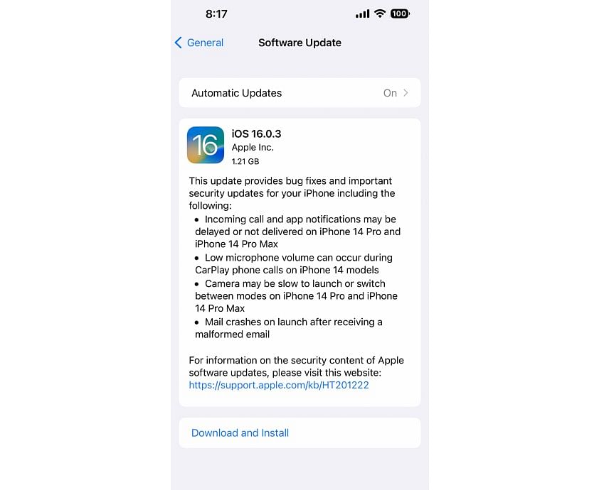 Apple iOS 16.0.3 update. Credit: DH Photo/KVN Rohit