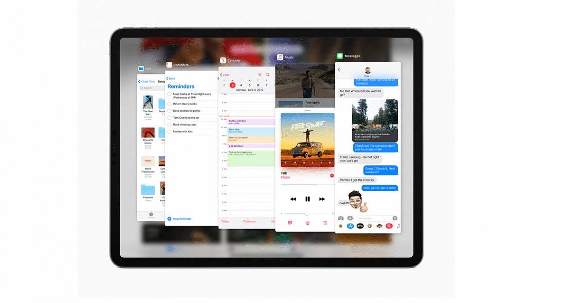 With iPadOS, users can switch among multiple apps and also work simultaneously via the split screen feature; picture credit: Apple