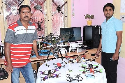 Ashwath Salunke and his son Suhascustomise and service drones in Malleswaram.