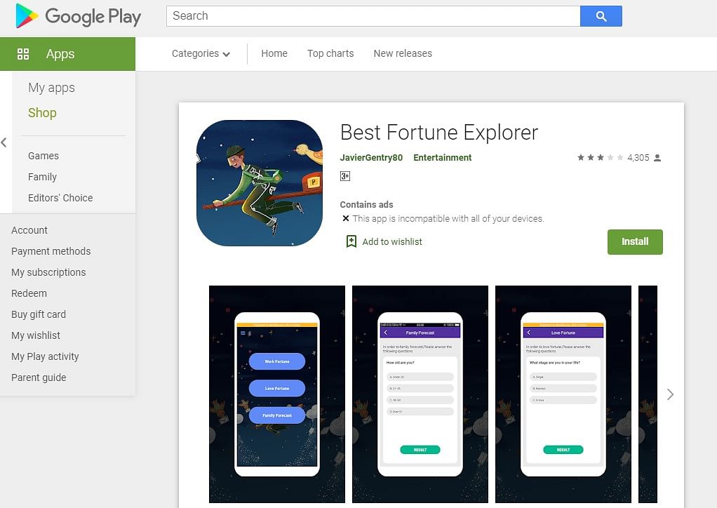 Best Fortune Teller app on Google Play store screen-shot