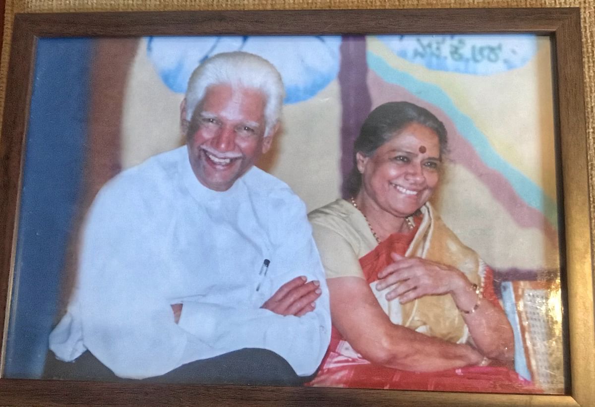 Bhargavi with husband Makeup Nani.