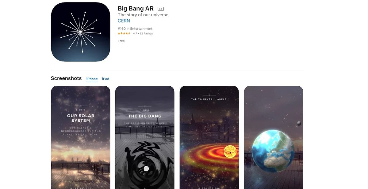 Big Bang AR app on Apple App Store (screen-grab)