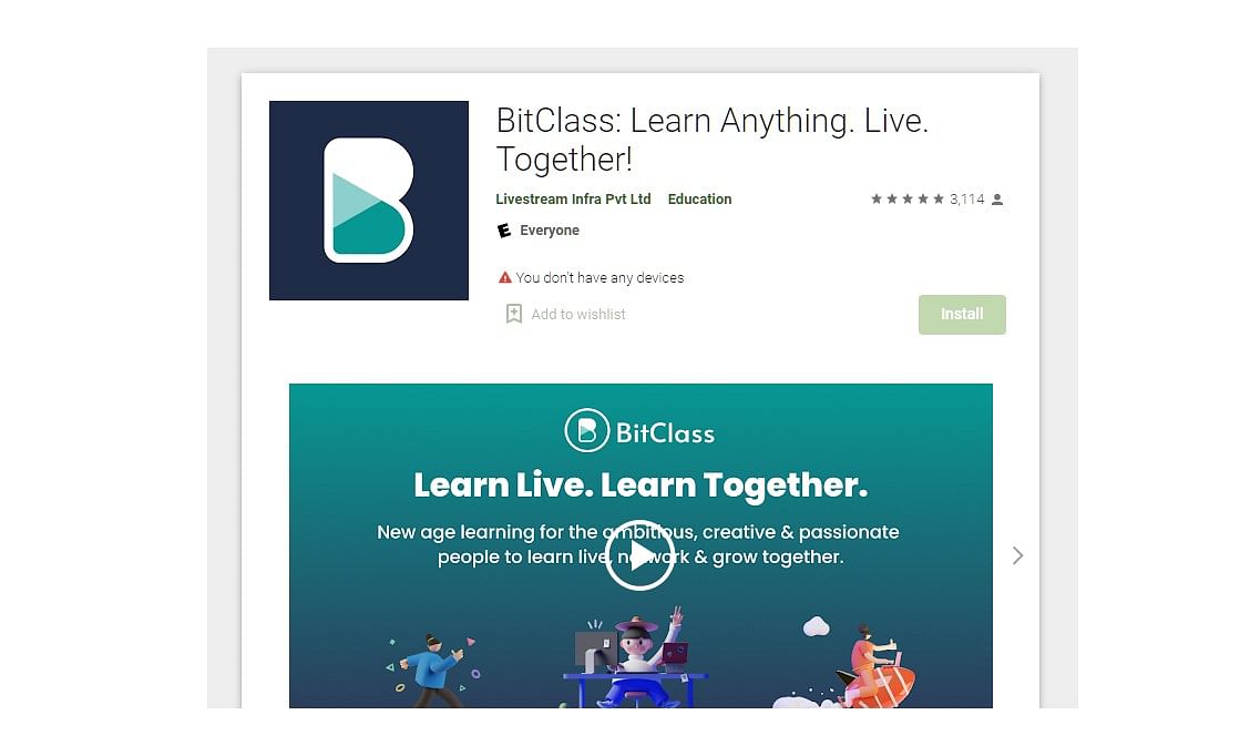 Google chose 'Bitclass: Learn Anything. Live. Together!' as the best app on Play Store
