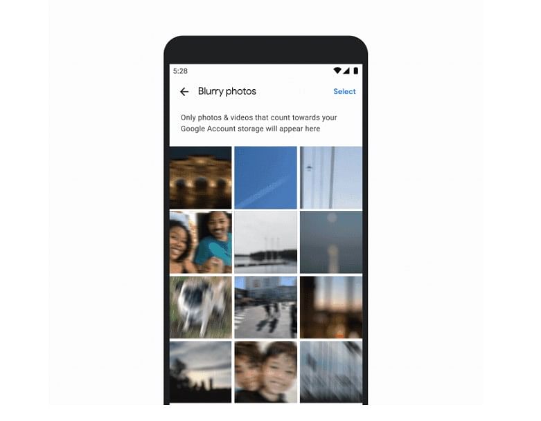 Google Photos app can identify blurry useless that needs to deleted to clear space for new images. Credit: Google