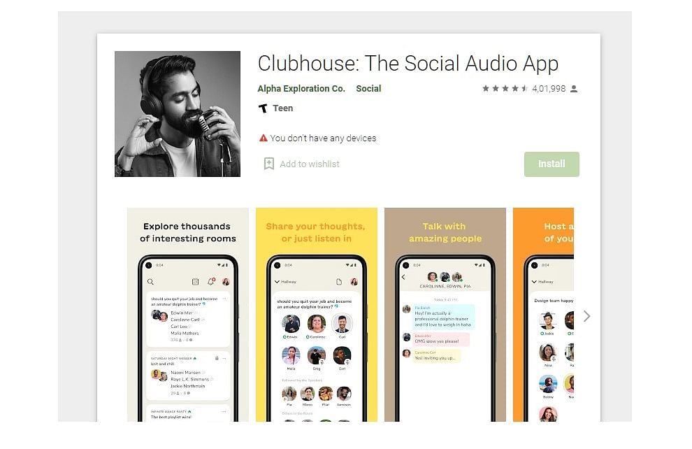 Clubhouse app was adjudged Users’ Choice App of 2021 on Google Play store (screen-grab)