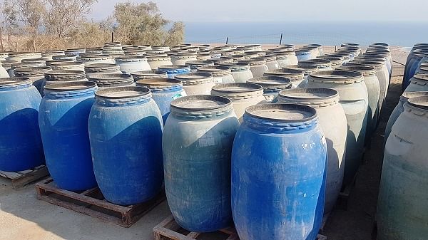 Containers where Dead Sea mud is stored