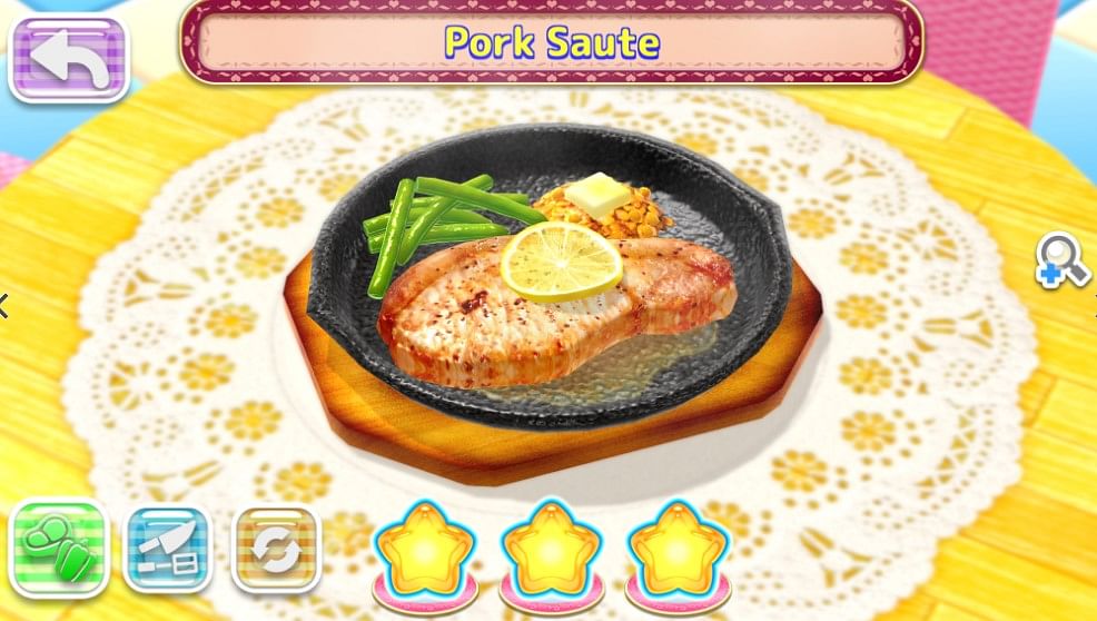 Dish created with ingredients and kitchen tools available on a particular day on Cooking Mama- Cuisine app. Credit: Apple